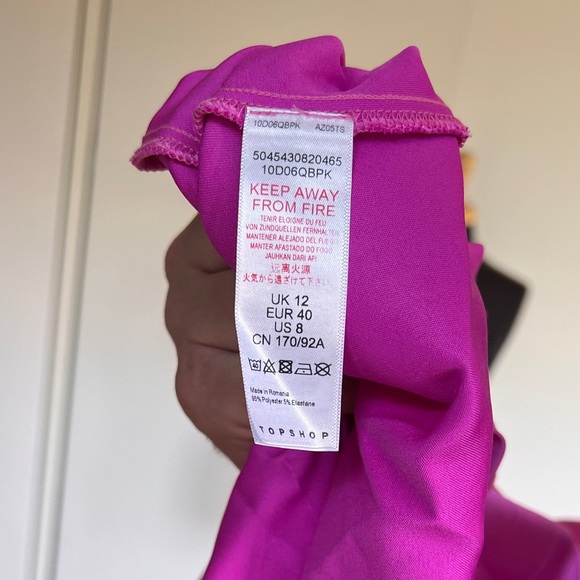 Topshop Slip Hot Pink Dress Size AU 12 - Picture 7 of 8
